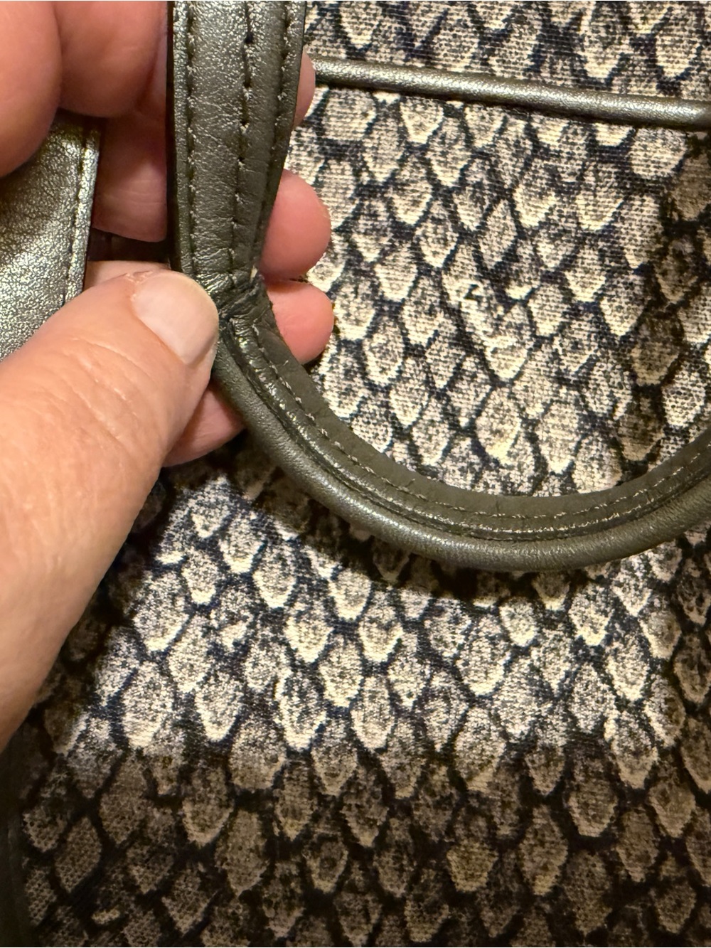 Coach Gray Python Patterned Tote with Metallic Trim - Picture 7 of 15